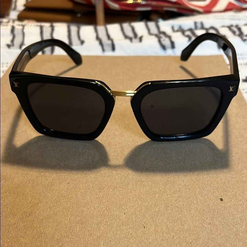 Louis Vuitton Black and Gold Geometric Sunglasses